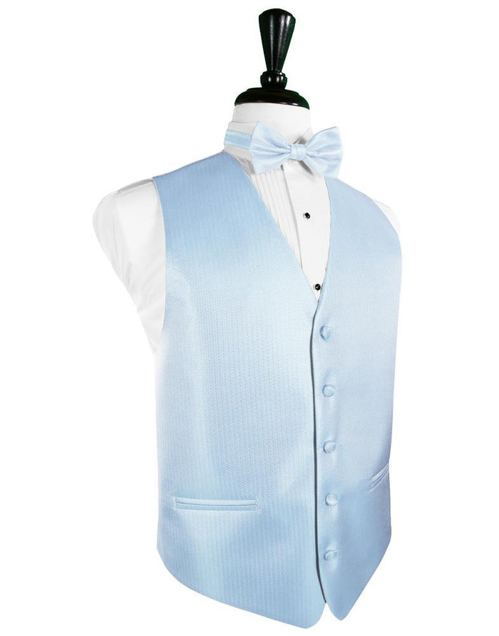 Powder Blue Herringbone Tuxedo Vest by Cardi