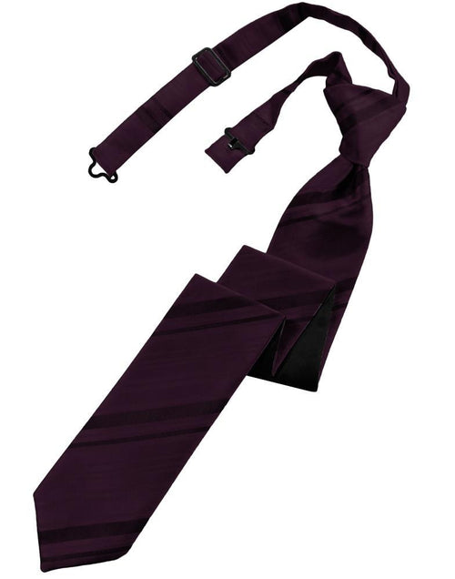 Cardi Pre-Tied Berry Striped Satin Skinny Necktie