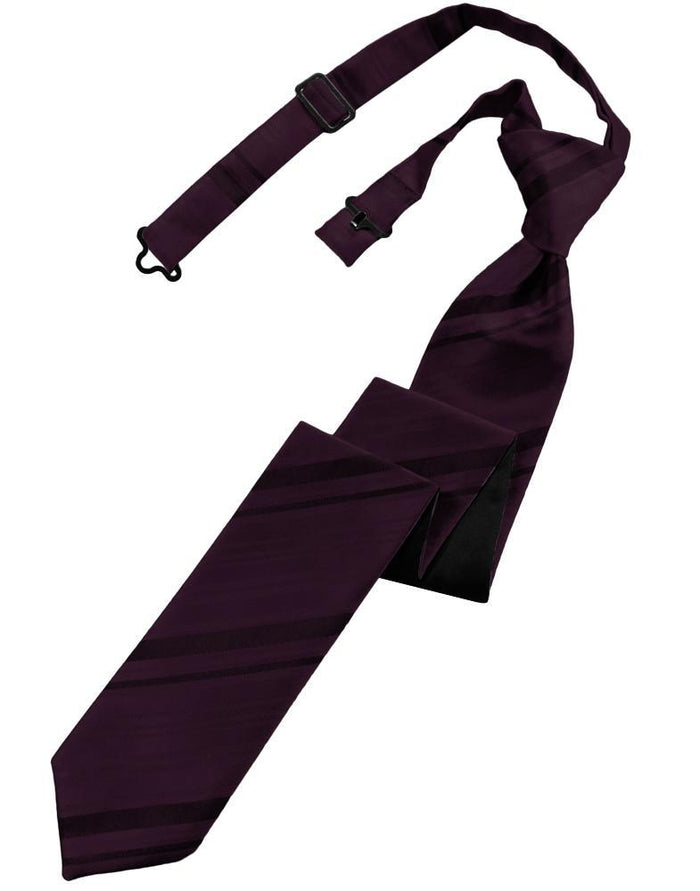 Cardi Pre-Tied Berry Striped Satin Skinny Necktie