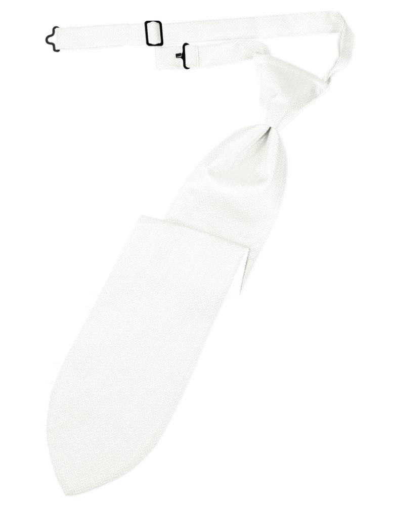 Cardi Pre-Tied Diamond White Herringbone Necktie