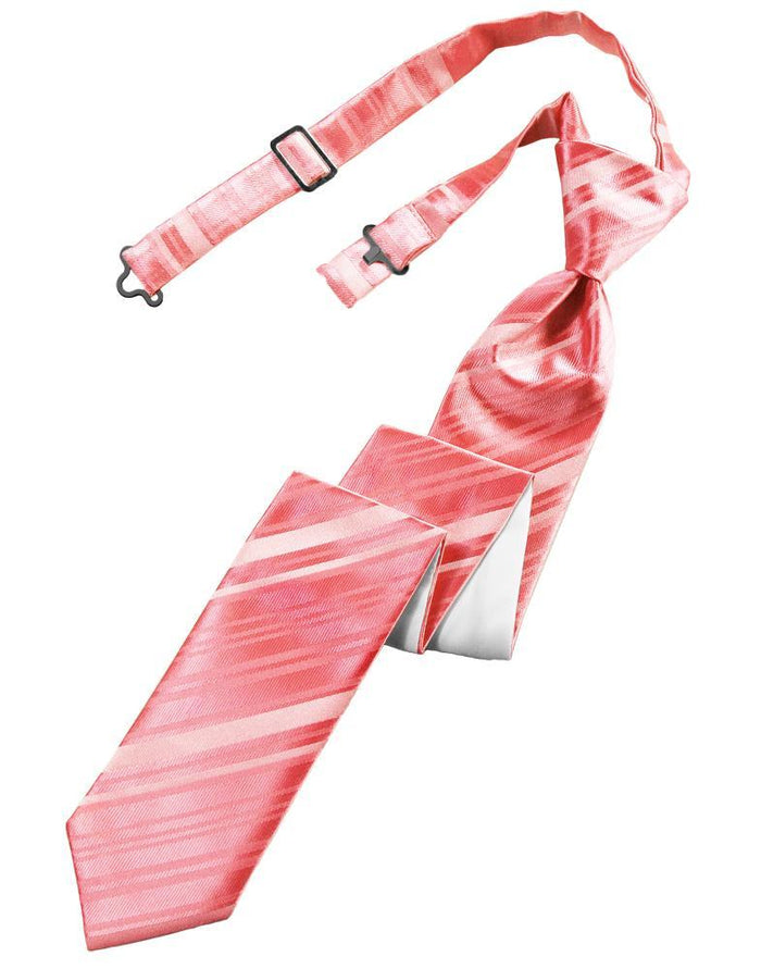 Cardi Pre-Tied Guava Striped Satin Skinny Necktie