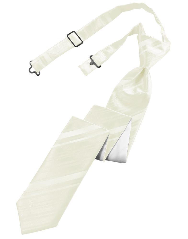 Cardi Pre-Tied Ivory Striped Satin Skinny Necktie