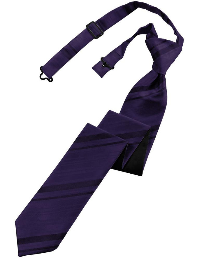 Cardi Pre-Tied Lapis Striped Satin Skinny Necktie