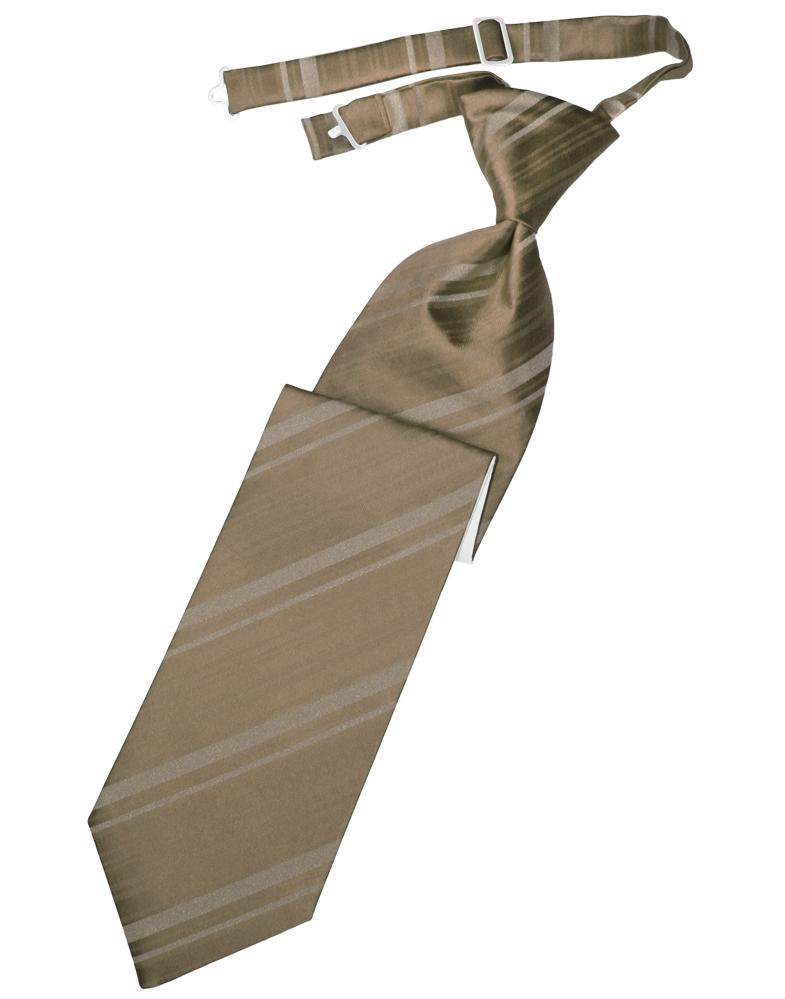 Cardi Pre-Tied Latte Striped Satin Necktie
