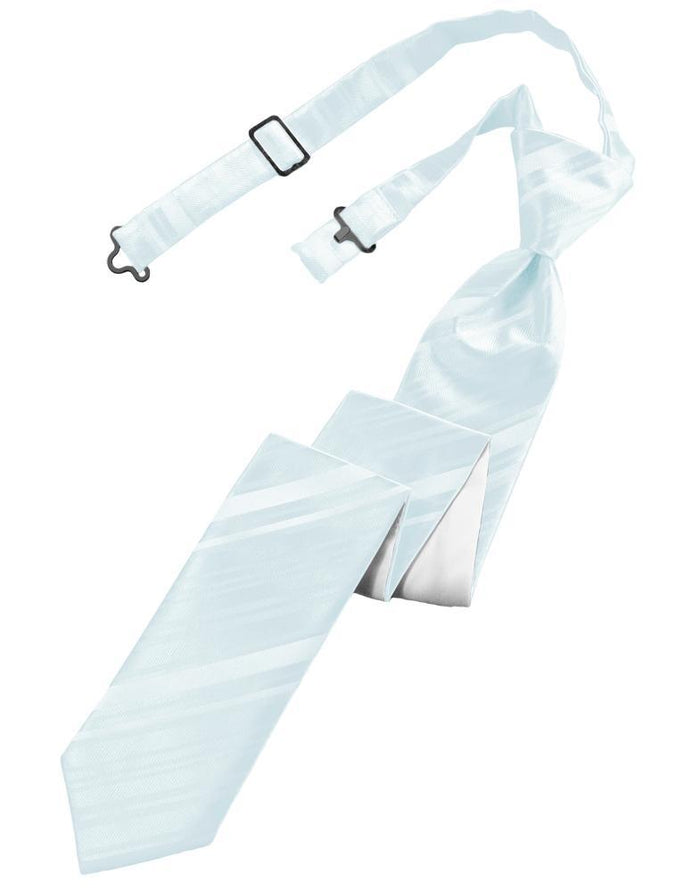 Cardi Pre-Tied Light Blue Striped Satin Skinny Necktie