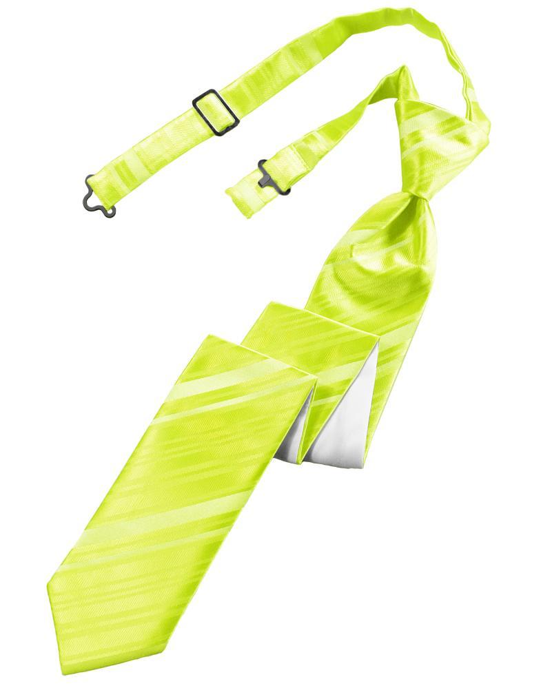 Cardi Pre-Tied Lime Striped Satin Skinny Necktie