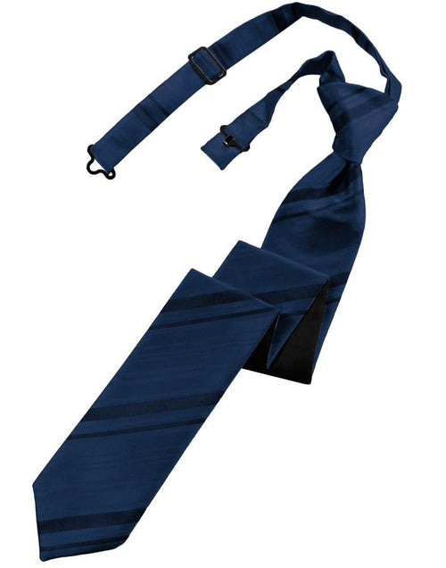 Cardi Pre-Tied Peacock Striped Satin Skinny Necktie