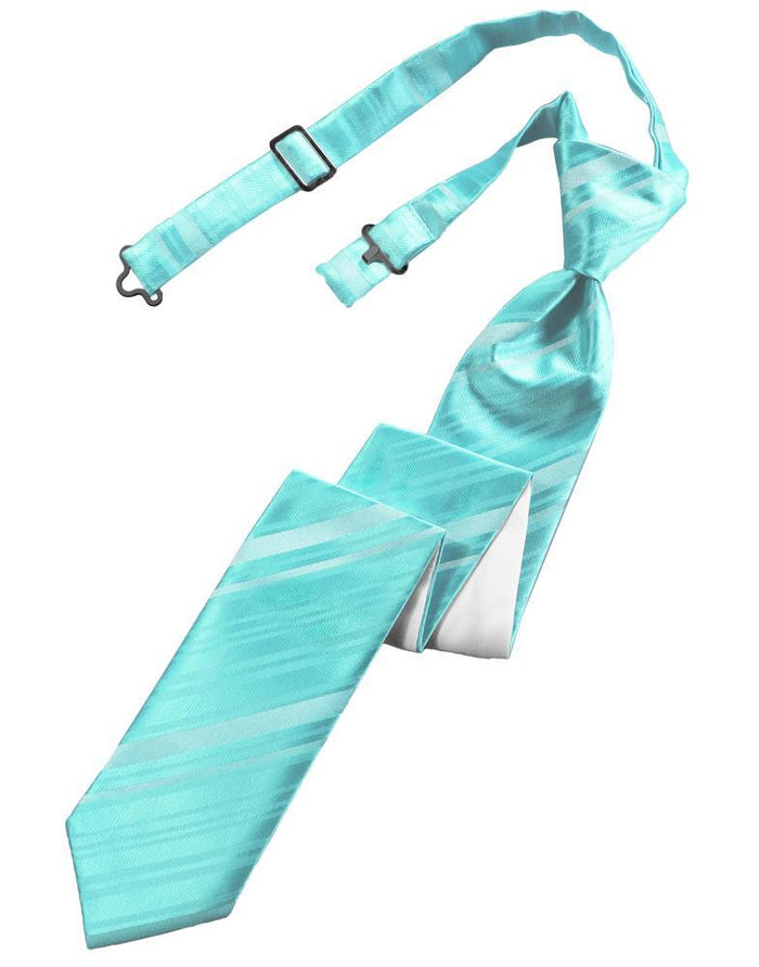 Cardi Pre-Tied Pool Striped Satin Skinny Necktie