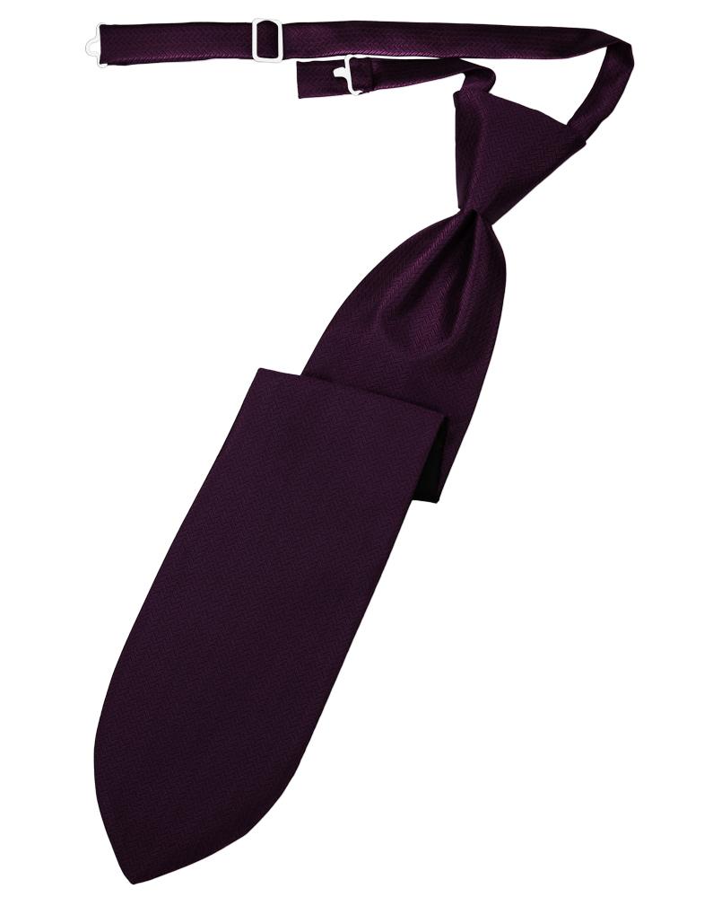 Cardi Pre-Tied Raisin Herringbone Necktie