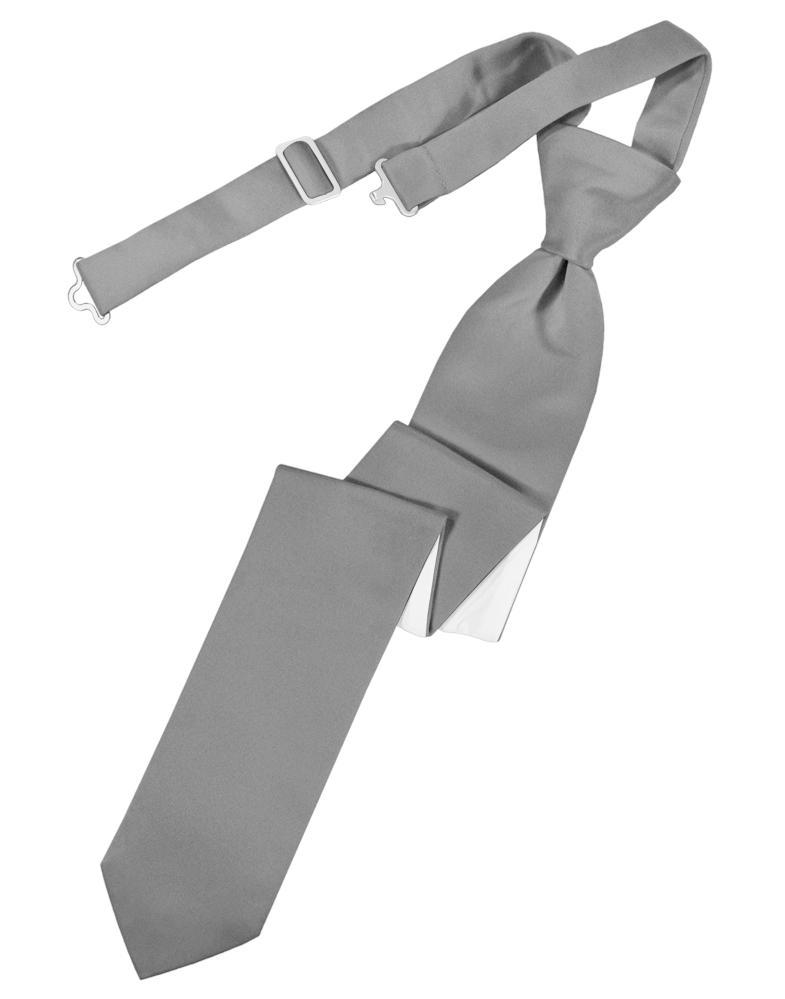 Cardi Pre-Tied Silver Luxury Satin Skinny Necktie