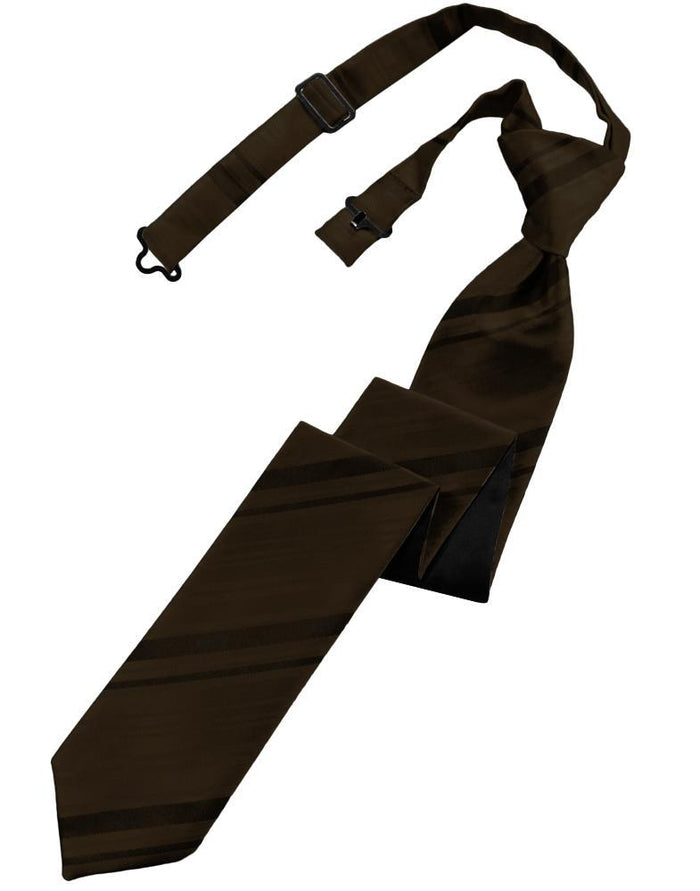 Cardi Pre-Tied Truffle Striped Satin Skinny Necktie