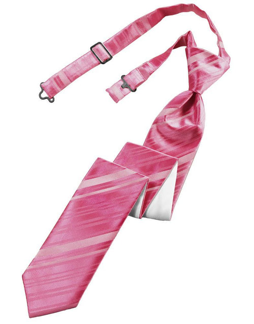 Cardi Pre-Tied Watermelon Striped Satin Skinny Necktie
