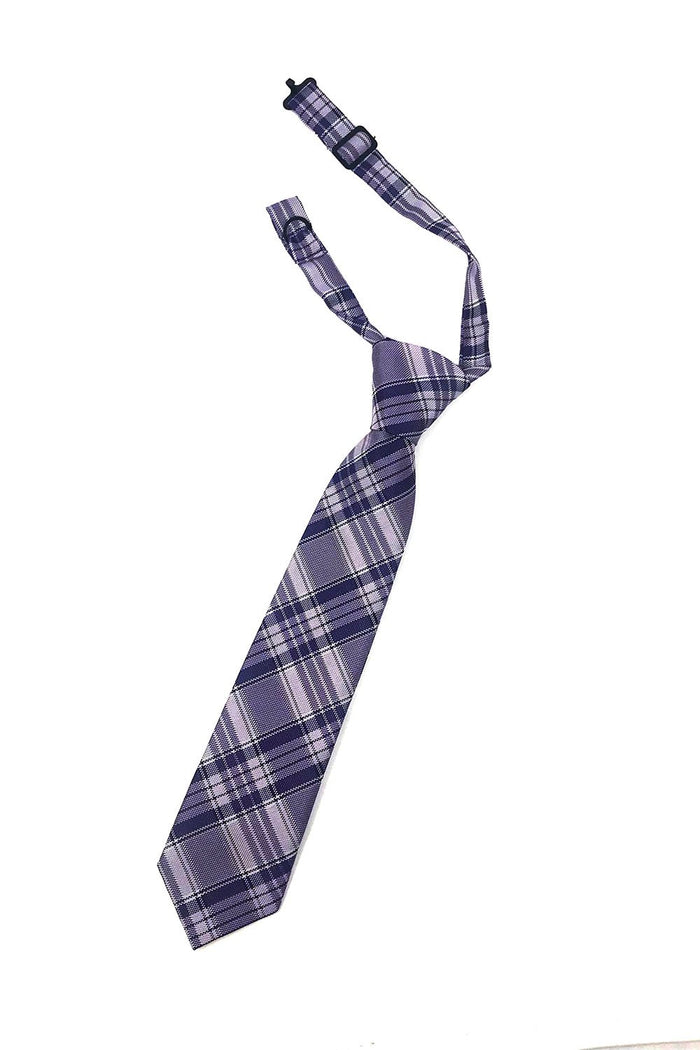 Purple Madison Plaid Kids Necktie by Cardi