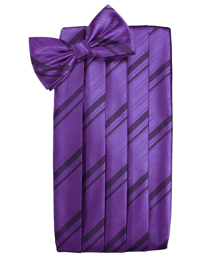 Purple Striped Satin Cummerbund Cardi