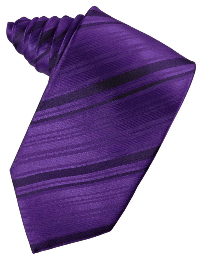 Purple Striped Silk Necktie by Cardi