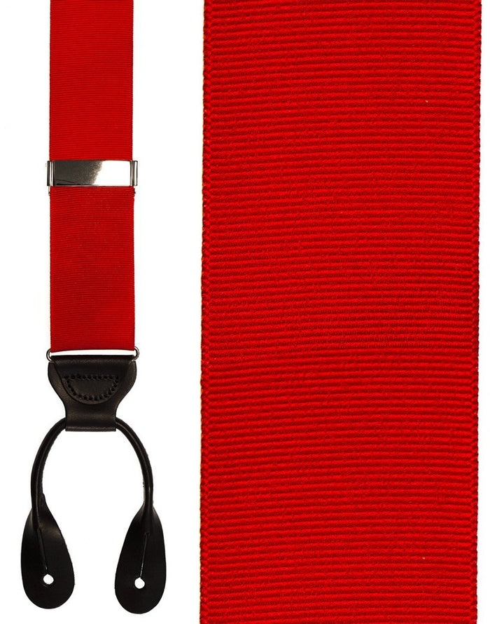Red Grosgraine Ribbon II Suspenders Cardi