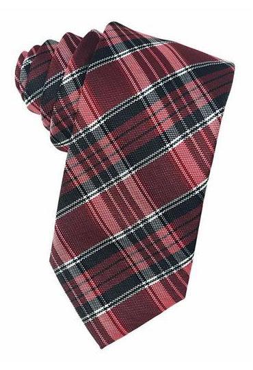 Red Madison Plaid Necktie Cardi