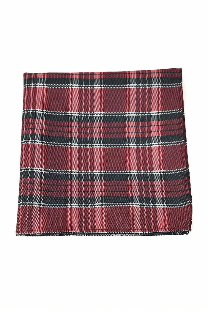 Red Madison Plaid Pocket Square by Cardi