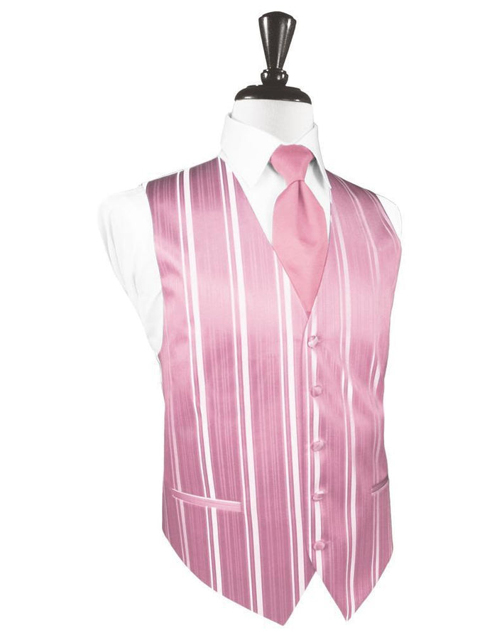 Rose Petal Striped Satin Tuxedo Vest by Cardi