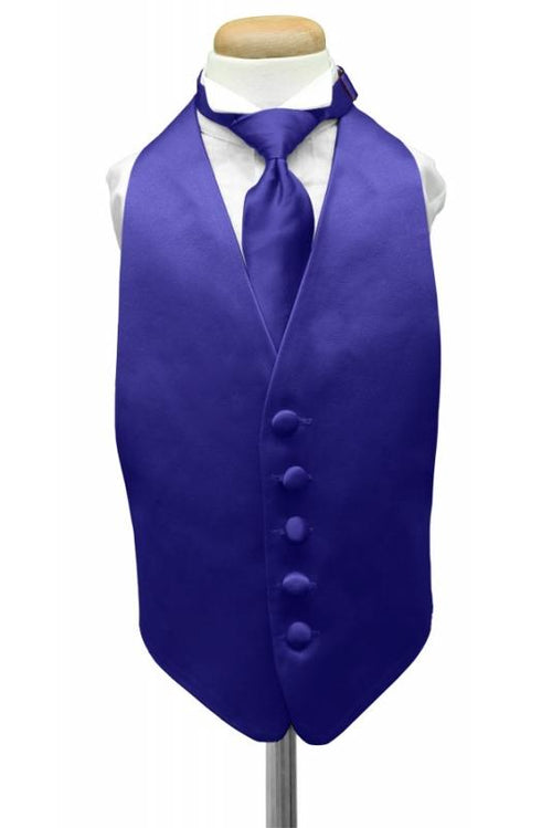 Royal Blue Luxury Satin Kids Tuxedo Vest Cardi