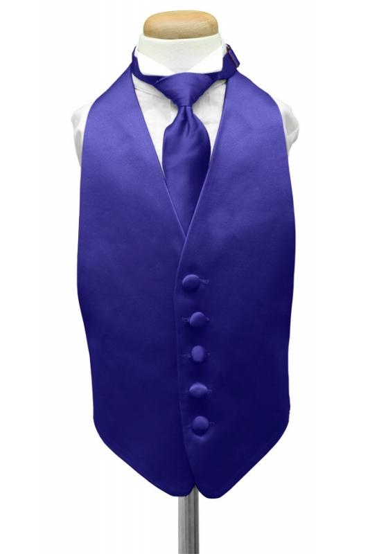 Royal Blue Luxury Satin Kids Tuxedo Vest Cardi