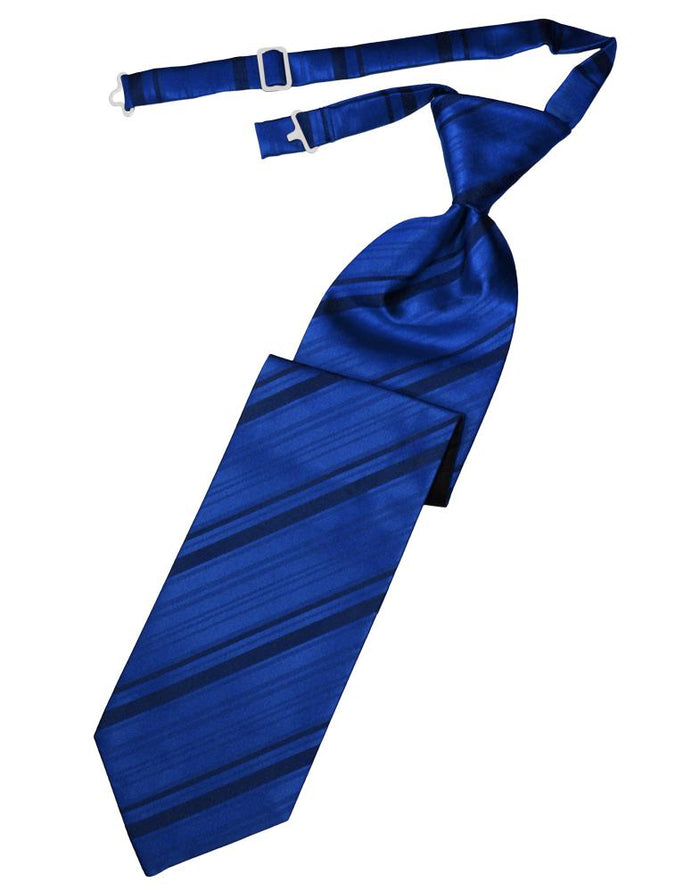 Royal Blue Striped Satin Kids Necktie Cardi
