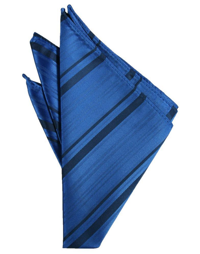 Royal Blue Striped Satin Pocket Square Cardi
