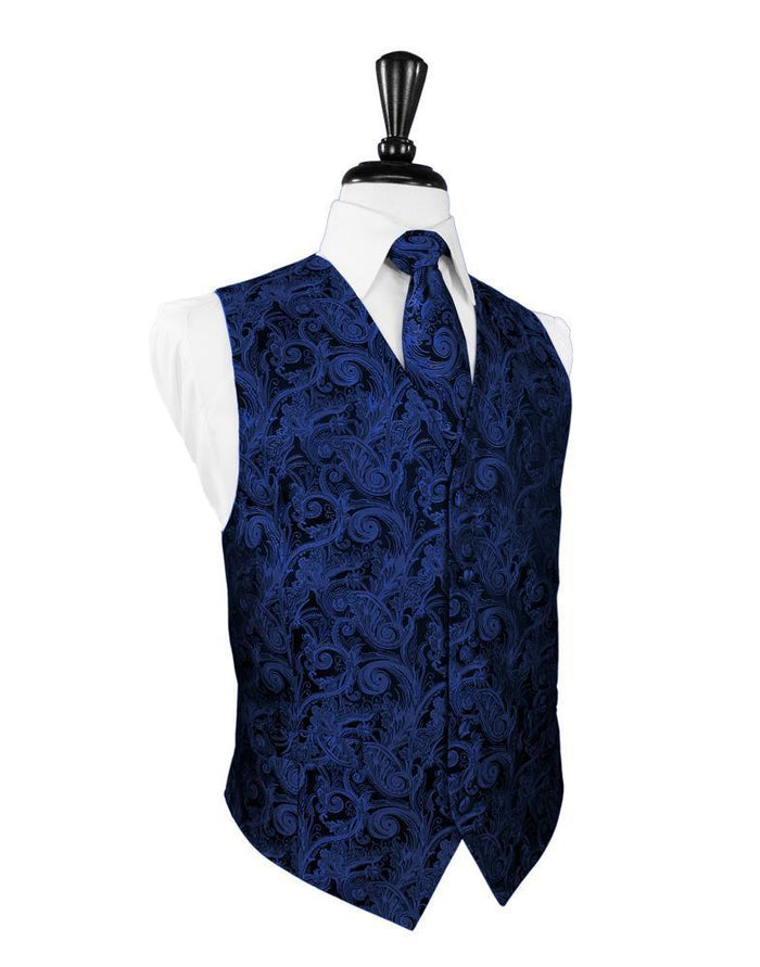 Royal Blue Tapestry Tuxedo Vest by Cardi