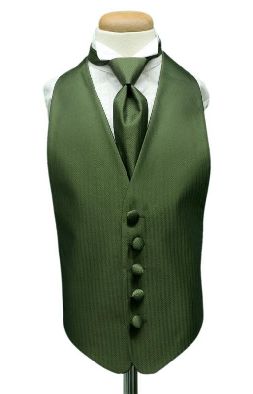 Sage Herringbone Kids Tuxedo Vest Cardi