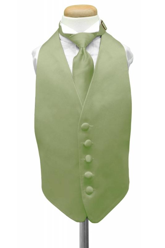 Sage Luxury Satin Kids Tuxedo Vest Cardi