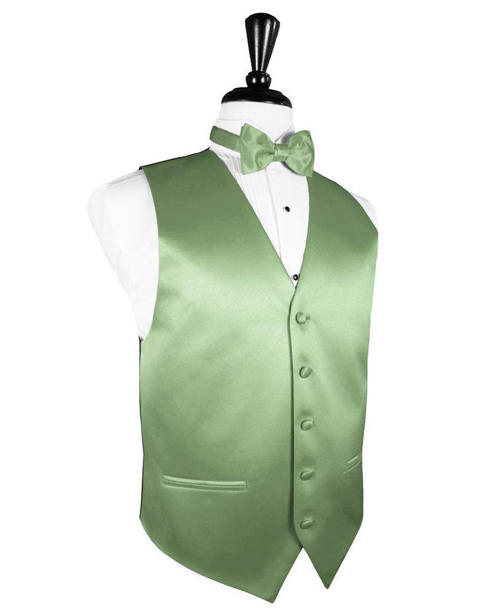 Sage Luxury Satin Tuxedo Vest Cardi