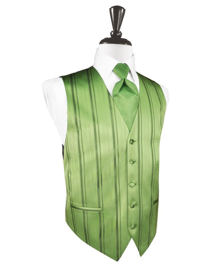 Sage Striped Satin Tuxedo Vest Cardi