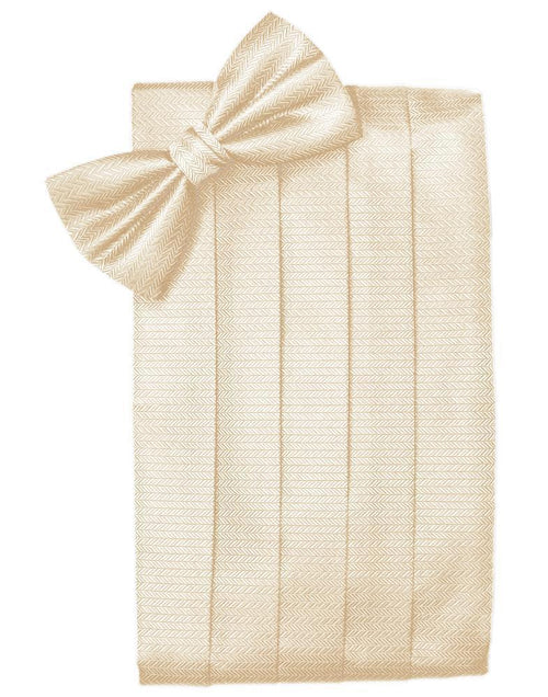 Sand Herringbone Kids Cummerbund Cardi