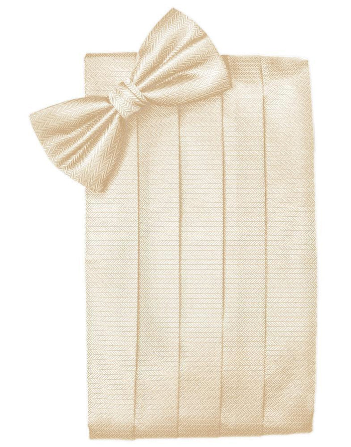 Sand Herringbone Kids Cummerbund Cardi