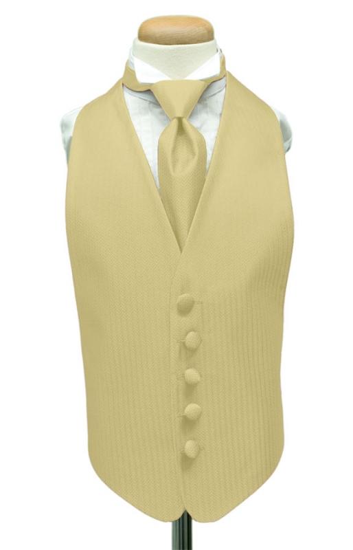 Sand Herringbone Kids Tuxedo Vest Cardi
