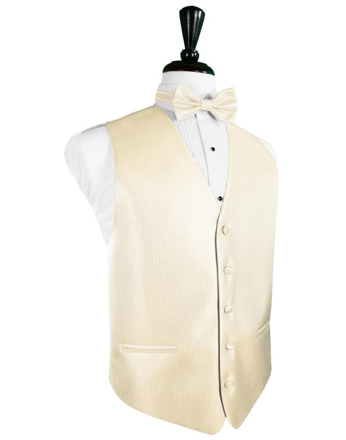 Sand Herringbone Tuxedo Vest by Cardi