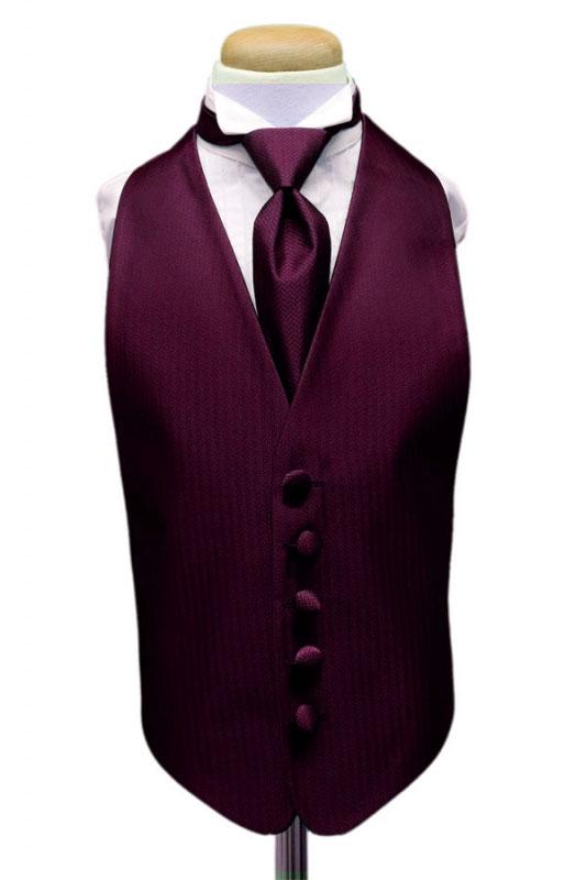 Sangria Herringbone Kids Tuxedo Vest by Cardi