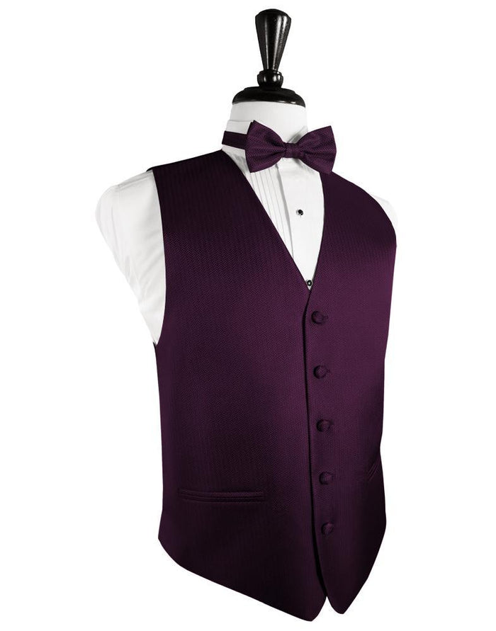 Sangria Herringbone Tuxedo Vest by Cardi