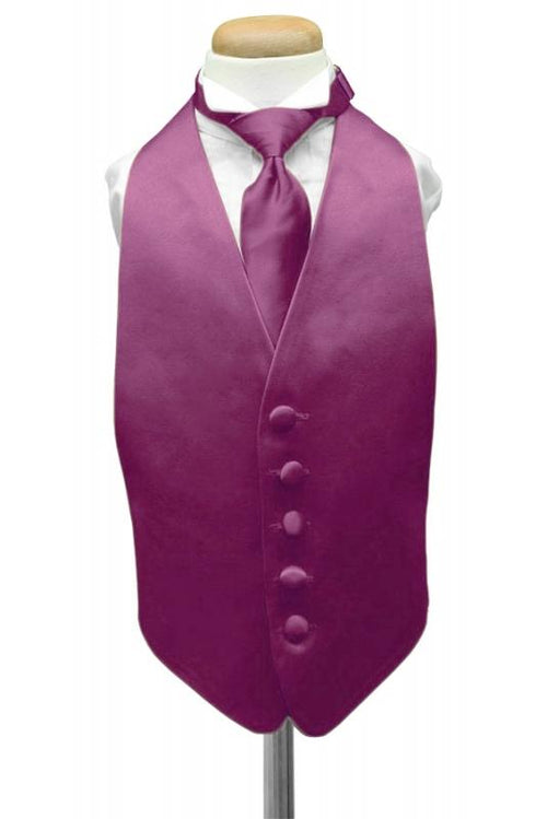 Sangria Luxury Satin Kids Tuxedo Vest Cardi
