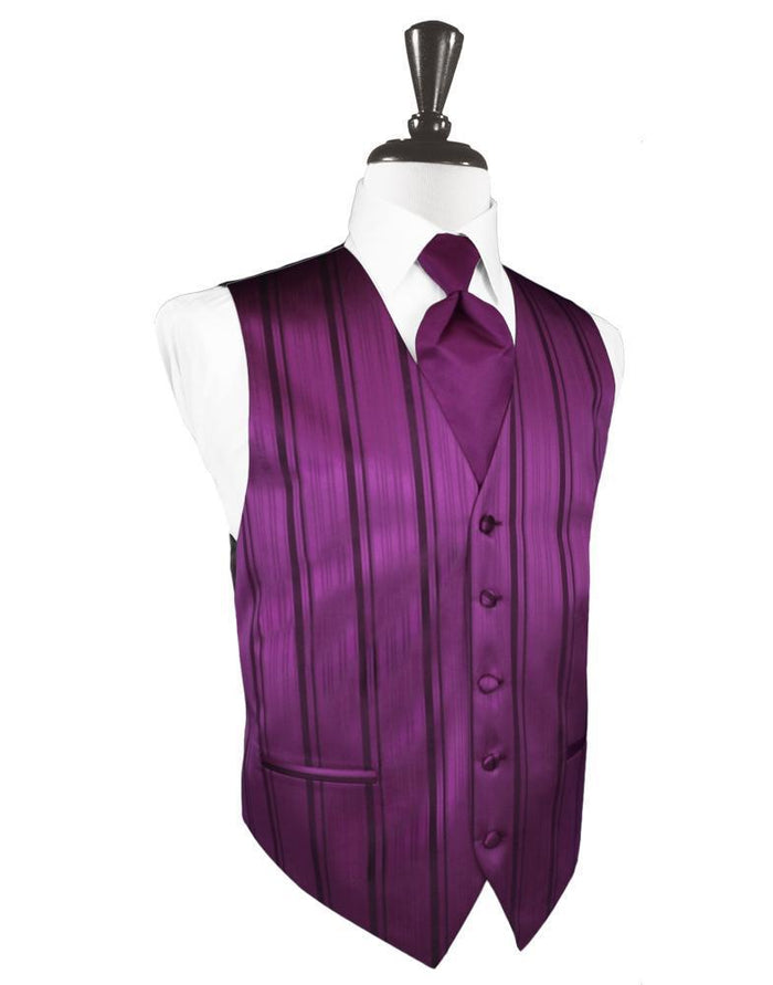 Sangria Striped Satin Tuxedo Vest by Cardi