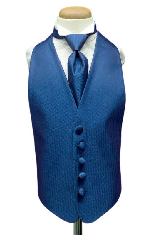 Sapphire Herringbone Kids Tuxedo Vest Cardi