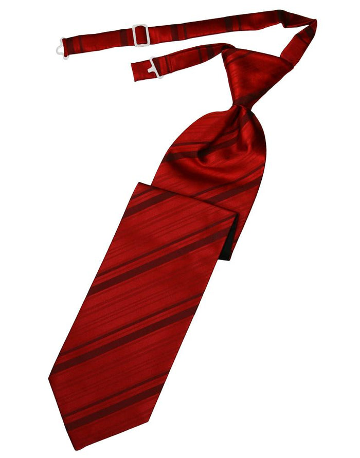 Scarlet Striped Satin Kids Necktie by Cardi