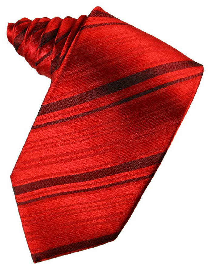 Scarlet Striped Silk Necktie Cardi