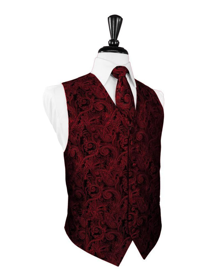 Scarlet Tapestry Tuxedo Vest Cardi