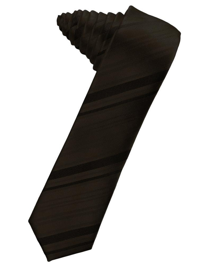 Truffle Striped Satin Skinny Necktie