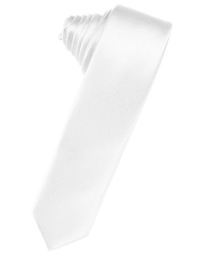 White Luxury Satin Skinny Necktie
