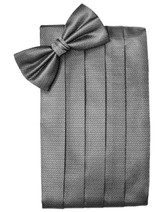 Silver Herringbone Cummerbund by Cardi