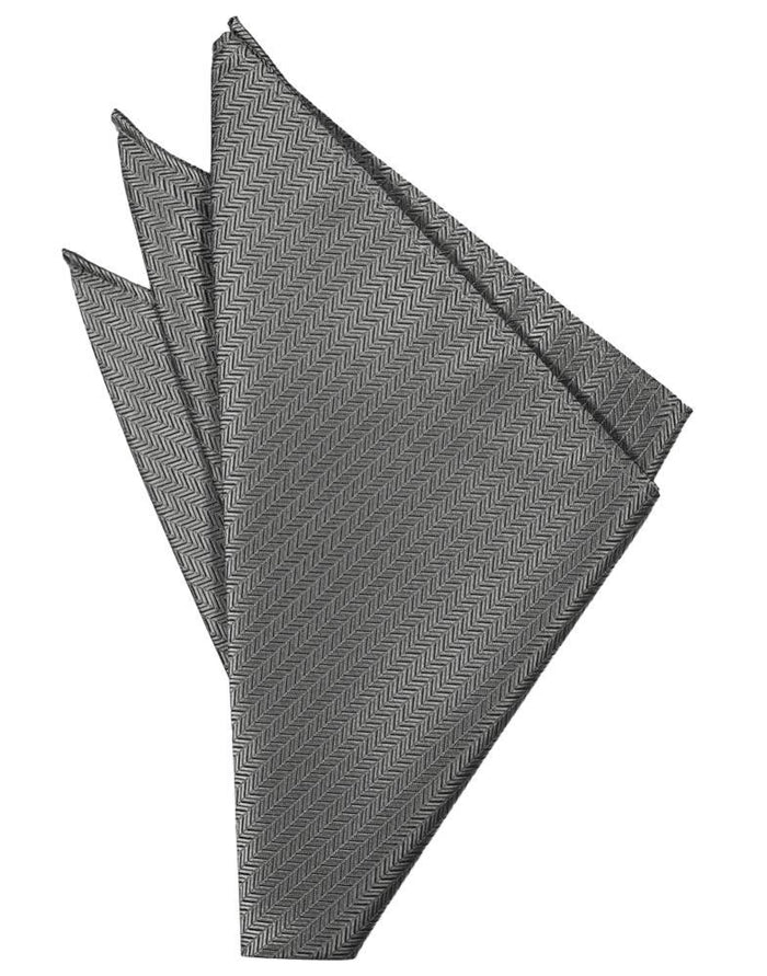 Silver Herringbone Pocket Square by Cardi