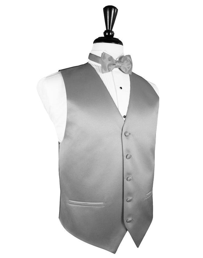 Silver Luxury Satin Tuxedo Vest by Cardi