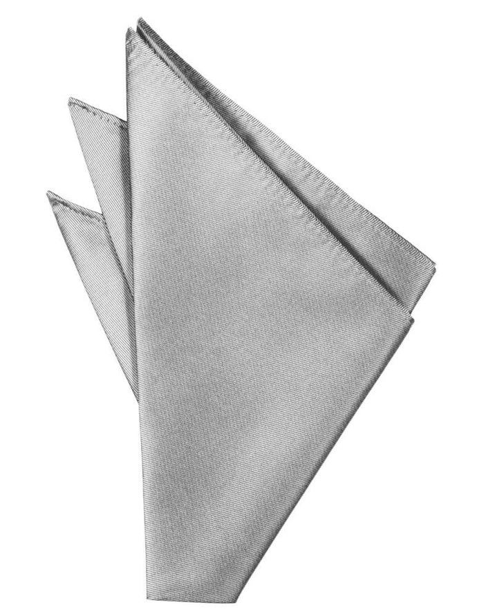 Silver Solid Twill Pocket Square Cardi